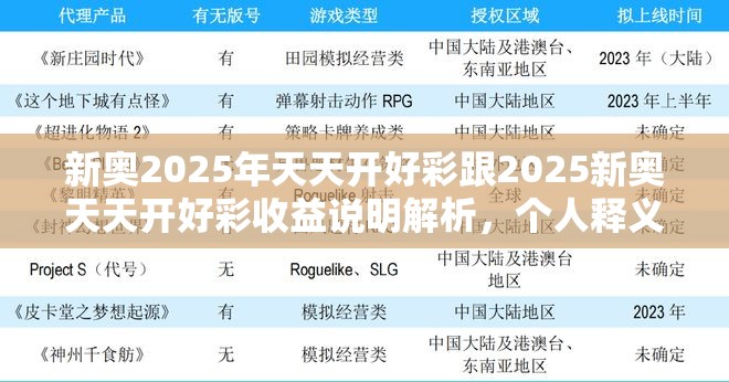新奥2025年天天开好彩跟2025新奥天天开好彩收益说明解析，个人释义、专家解析解释与落实?留心虚假的虚架势